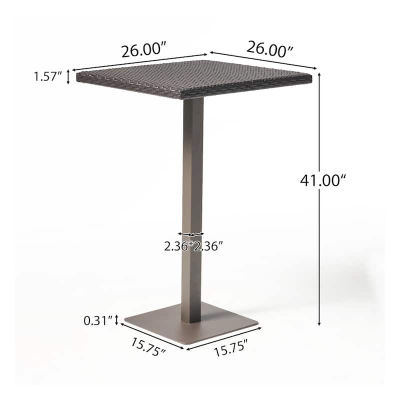 Dominic Outdoor Wicker 26-inch Square Bar Table by Christopher Knight Home - 26.00"L x 26.00"W x 40.00"H