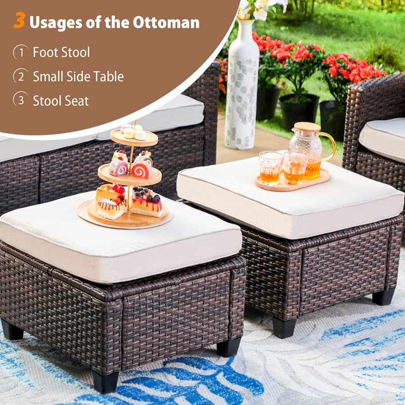 5/9-Seat Patio Furniture Wicker Rattan Outdoor Deep Seating Sectional Sofa Large Conversation Set
