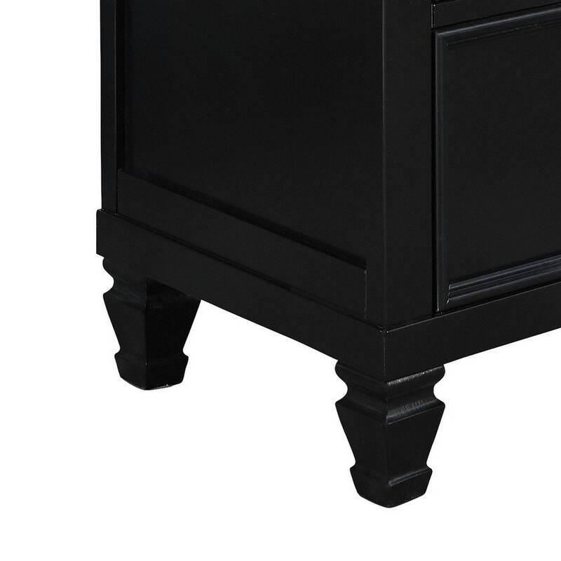 Black 2 Drawer 24 in. W Nightstand with Tapered Legs