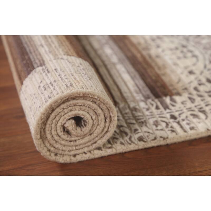 Striped Abstract Modern Accent Rug Hand-Knotted Wool Carpet - 2'9"x 5'0"