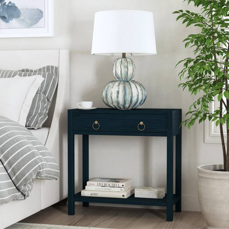Lark 30" Wood 1-Drawer Nightstand - Navy