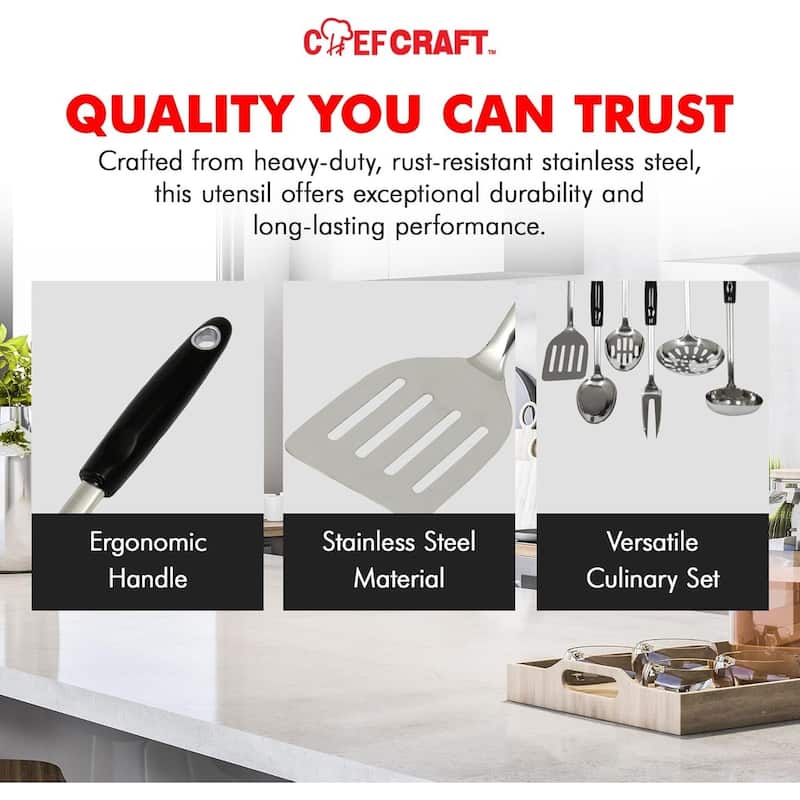 Chef Craft 13-Inch Heavy Duty Stainless Steel Slotted Spatula Turner