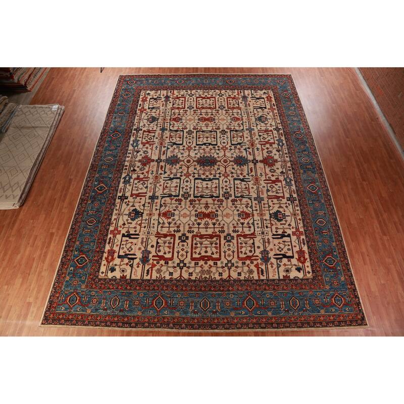 Hand Knotted Oriental 100% Wool Carpet Traditional All-Over Beige & Ivories Ziegler Area Rug - 17' 4'' X 13' 1''