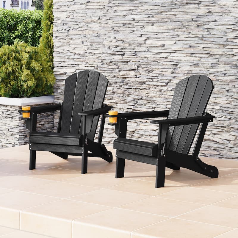 Polytrends Alvaro Outdoor Adirondack Chair with Cup Holder (Set of 2)