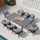 preview thumbnail 12 of 17, PURPLE LEAF 7/9/11 pcs Patio Dining Set Aluminum desk with chairs for lawn backyard garden -GREY Grey  (9 Pcs Rectangular Grey Table)