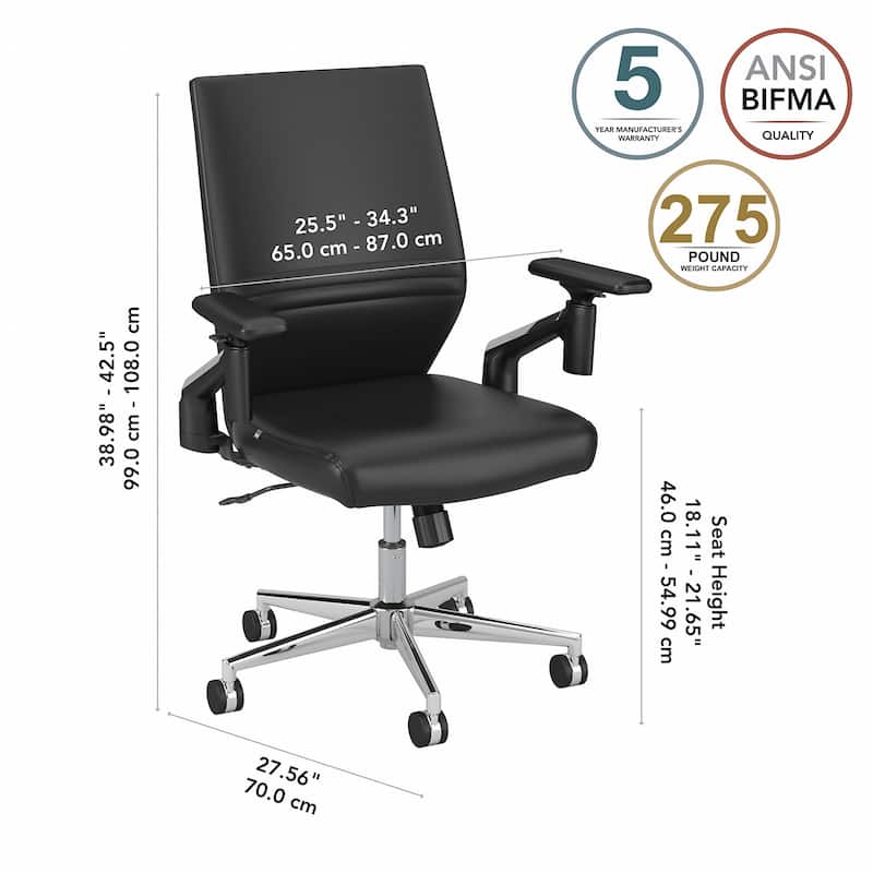 Laguna Mid Back Leather Office Chair by Bush Business Furniture