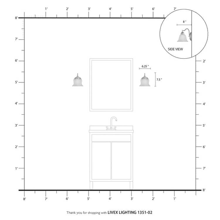 Livex Lighting 1-light Polished Brass Bath Light, 1351-02 - 6.25" W X 7.5" H X 8" EXT