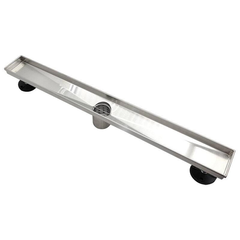 Oceanic Linear Shower Drain, Marine-grade 316 Stainless Steel, Tile-in with Hair Strainer