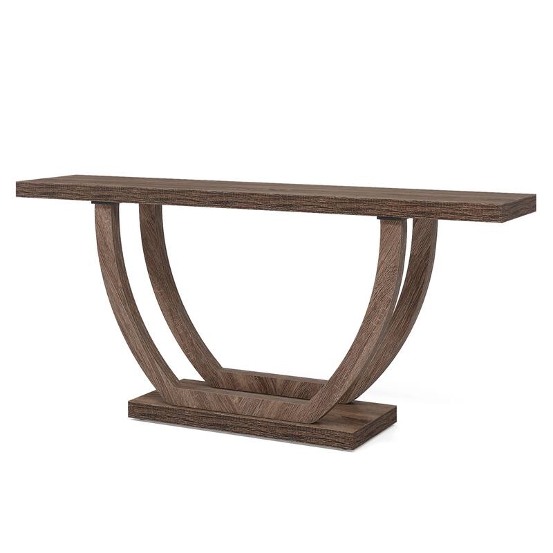 63" Farmhouse Console Table, All-Wood Narrow Entryway Table with Thick Legs, Rustic Sofa Table for Hallway, Living Room