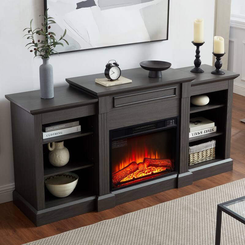 Modern Media Console Table TV Stand with 23" Fireplace Insert
