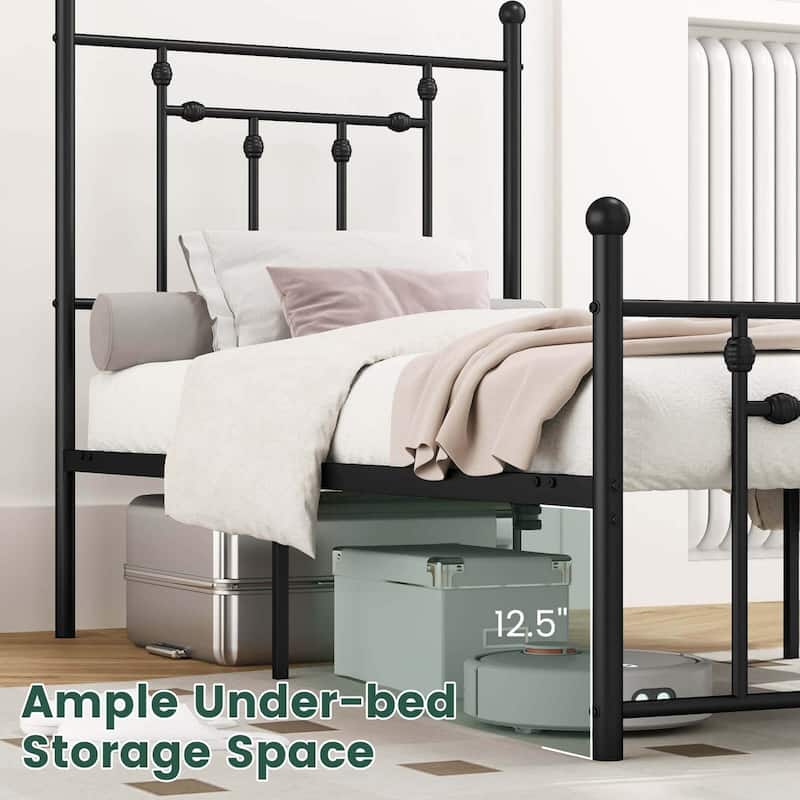 Costway Twin/Full/Queen Size Metal Bed Frame with Headboard Under-bed