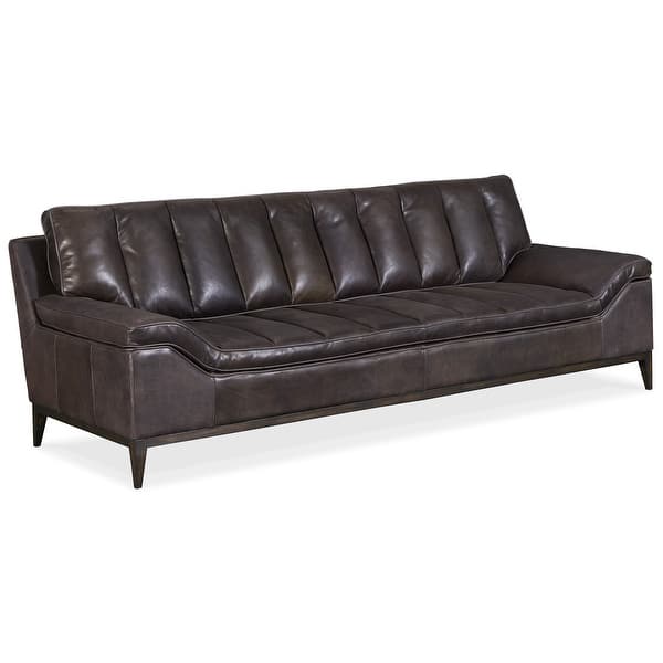 slide 2 of 3, Kandor Leather Stationary Sofa - 100"W x 35.5"H x 39"D