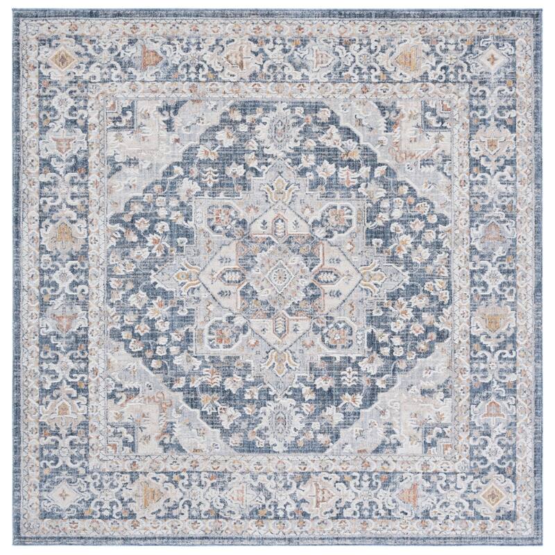 SAFAVIEH Scarlett Sorne Transitional Rug - 6'7" Square - Navy/Ivory Rust