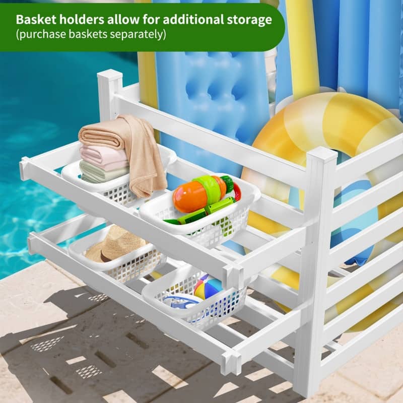 Pool Storage Bin, Pool Float Holder, Waterproof, Easy Poolside Cleanup