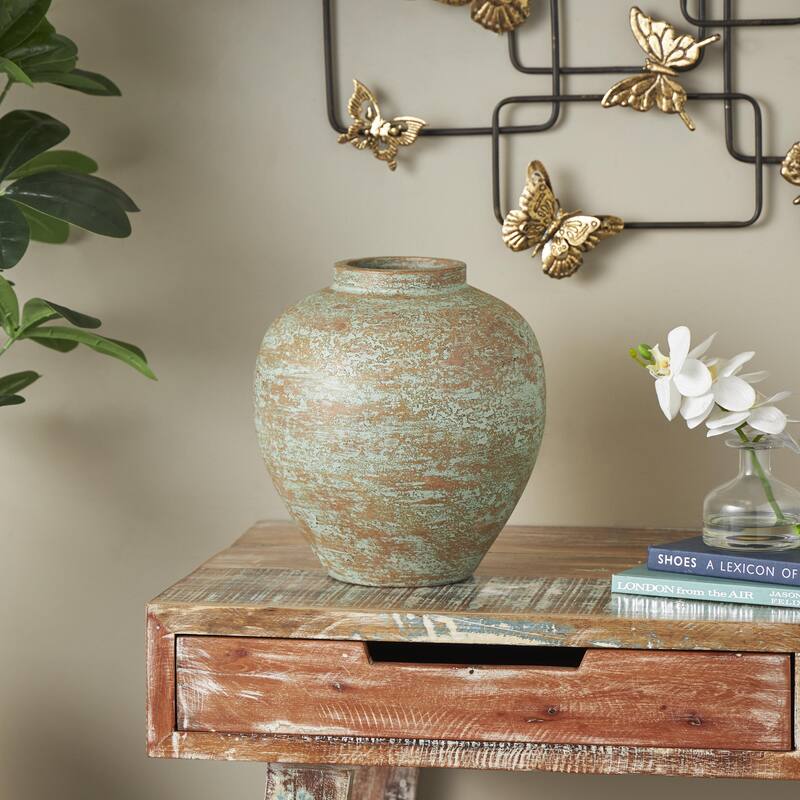 Ceramic Antique Style Textured Patina Decorative Vase - Brown - Roche River Decor