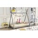 preview thumbnail 3 of 8, Gray Twin Size Wood House Platform Bed with Triangle Tructure for Boys and Girls