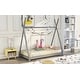 preview thumbnail 3 of 18, Twin Size House Platform Bed with Triangle Structure and Safety Railings, Grey
