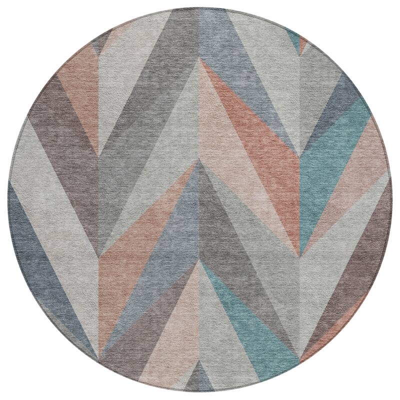 Machine Washable Indoor/ Outdoor Modern Chevron Chantille Rug