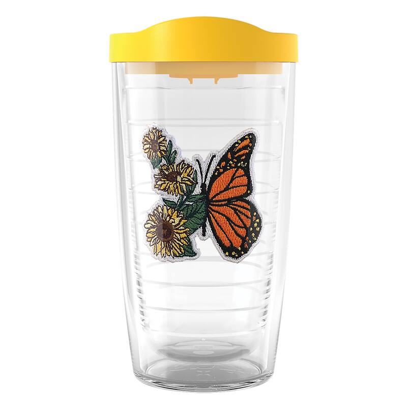 Tervis Sunflower Butterfly Flyby Made in USA Double Walled Insulated Travel Tumbler, Classic - 16oz