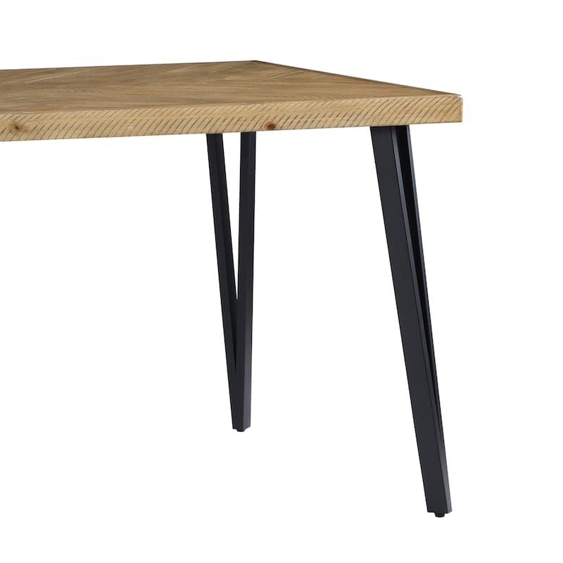 Reclaimed 60" Length Wood Texture and Iron Dining Table - N/A