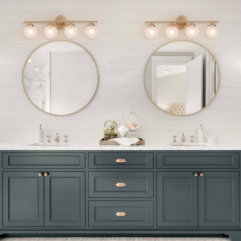 Bela Modern 4-Light Gold Bathroom Vanity Light Frosted Glass Wall Sconce