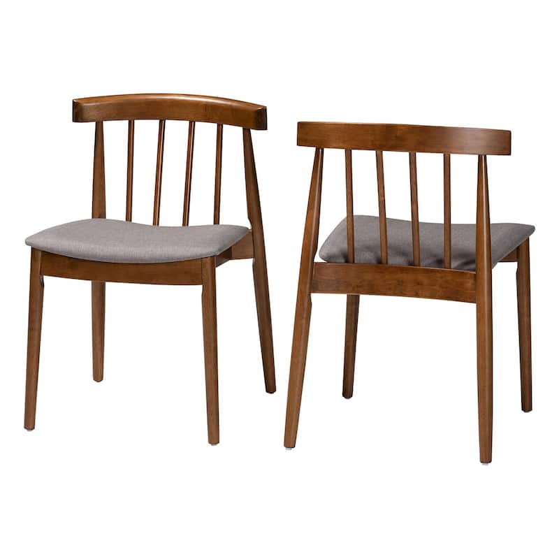 Mid-Century Beige Fabric Dining Chair Set by Baxton Studio - Set of 2 - Beige - Short