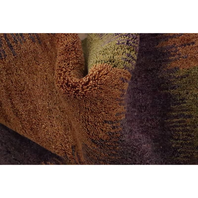 Hand Knotted Oriental 100% Wool Carpet Modern Stripe Multi-Colored Gabbeh Area Rug - 7' 10'' X 5' 7''