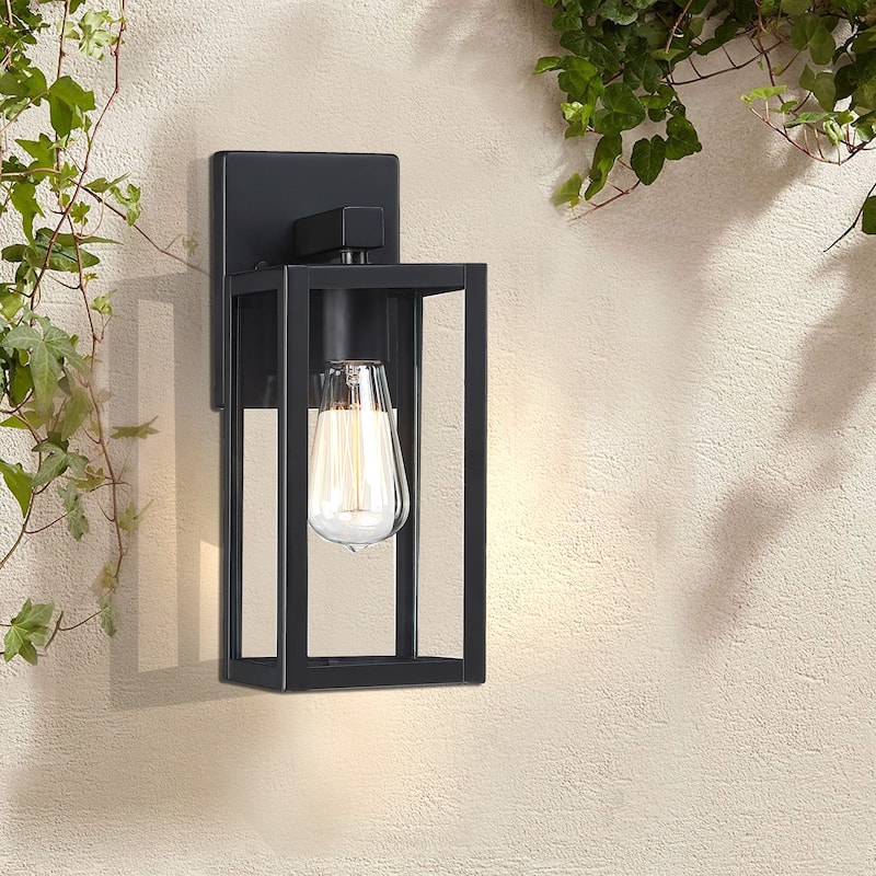 2-pack 13" H 1-Light Black Outdoor wall Lantern(Dusk to Dawn could be chosen)