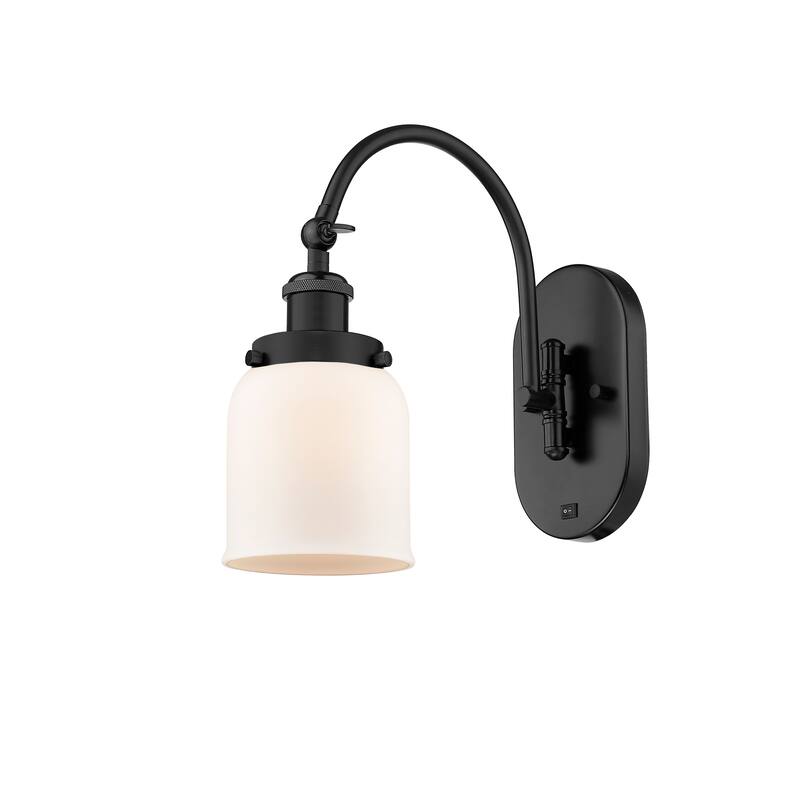 Innovations Lighting Franklin Restoration Bell - 1 Light 5" Sconce - Arm Swivels Side To Side - Matte White/Matte Black