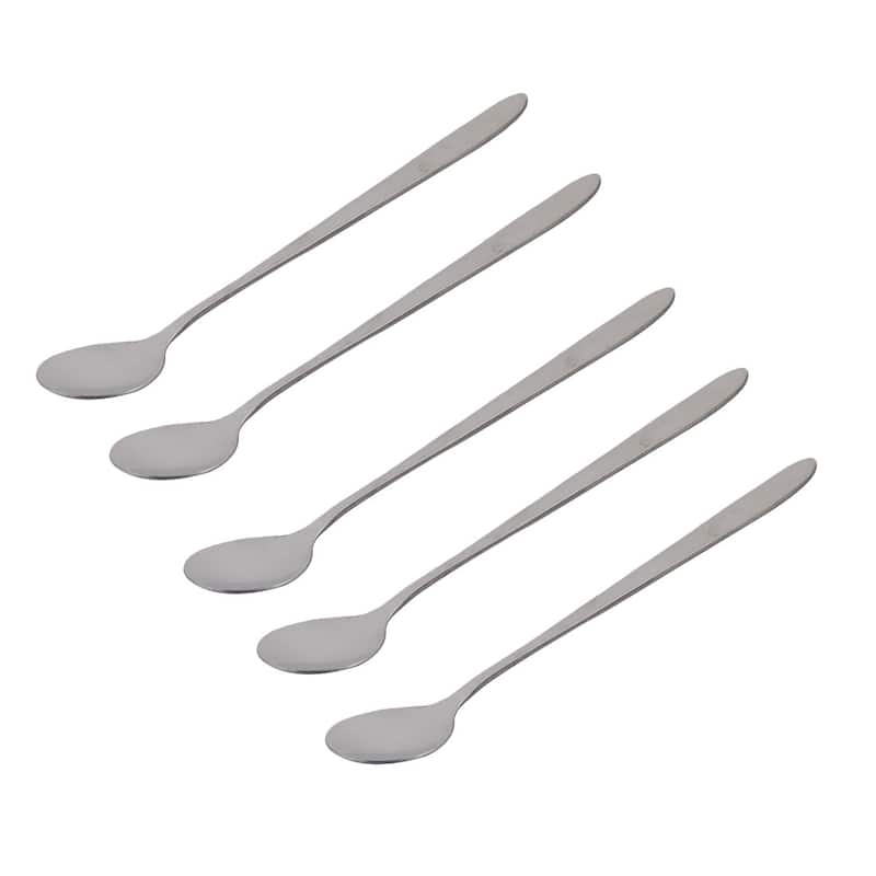 Stainless Steel Tea Coffee Dessert Stir Long Handle Spoon 18.7cm Length 5 PCS - Silver Tone
