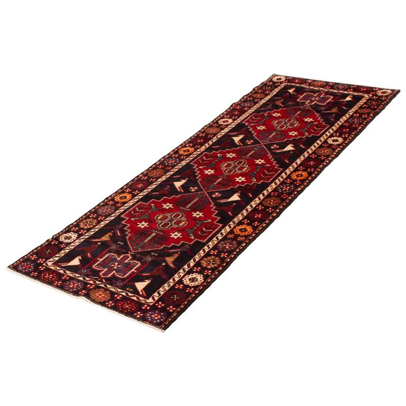 ECARPETGALLERY Hand-knotted Anadol Black, Red Wool Rug - 3'4 x 9'7