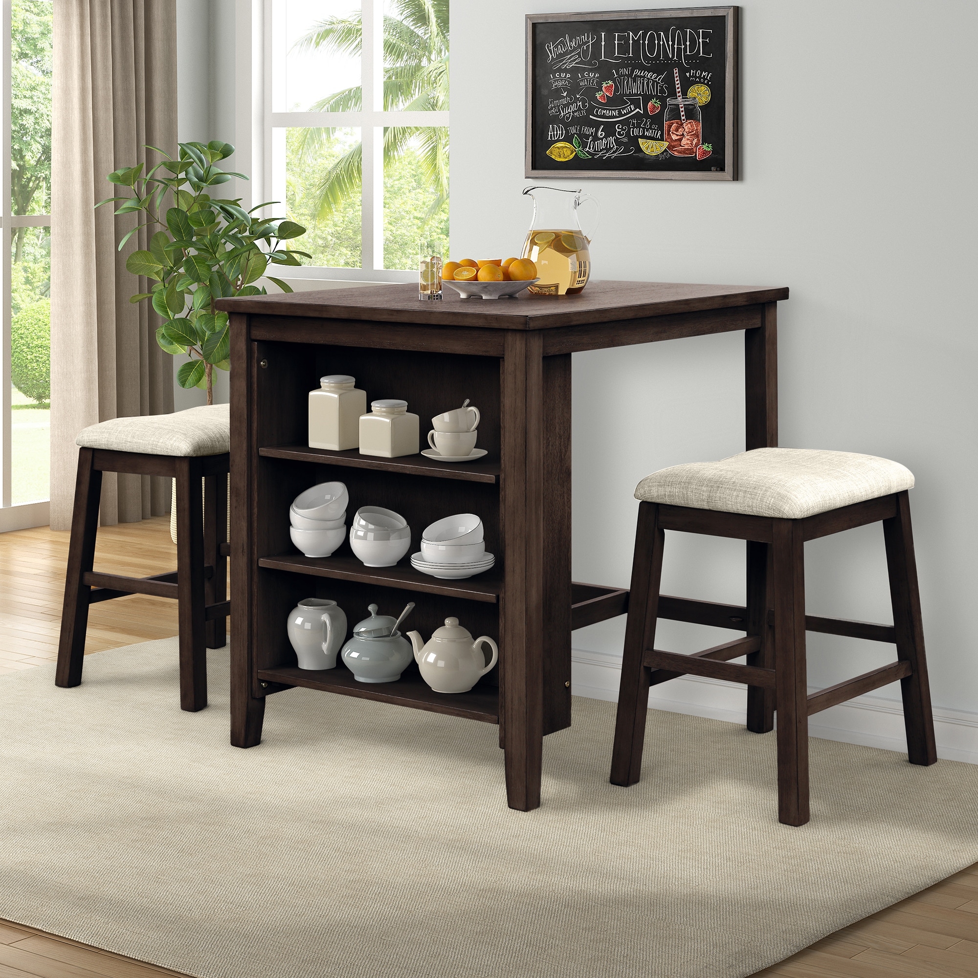 Small counter height on sale table with storage
