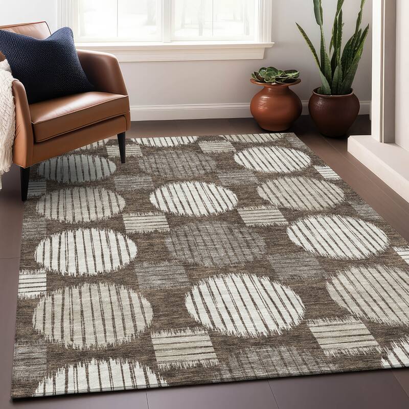 Premium Washable Super Soft Modern Pop Mayfield Rug - Brown - 5' x 7'6"