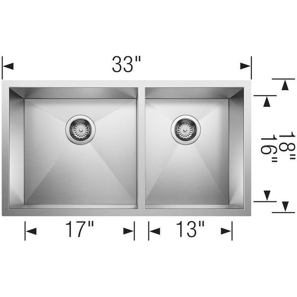 Blanco Precision Double Basin Stainless Steel Kitchen Sink with Zero