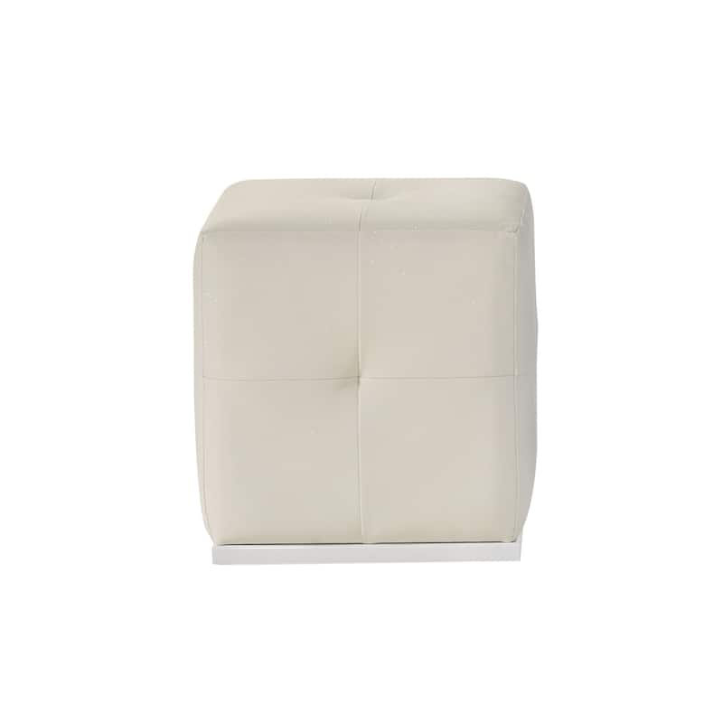 Furniture of America Emrix Modern White Square Button Tufted Vanity Stool