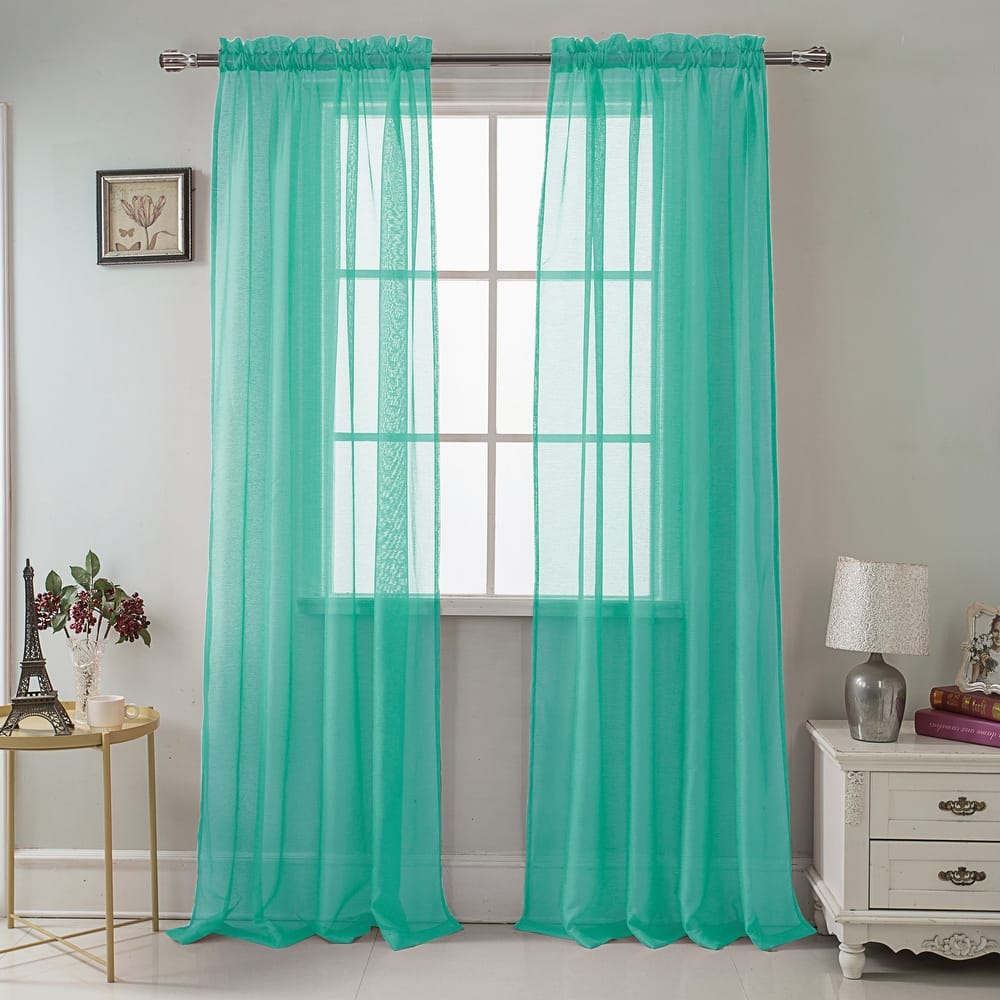 RT Designer Collection Celine Sheer 84 or 90-inch Rod Pocket Curtain Panel