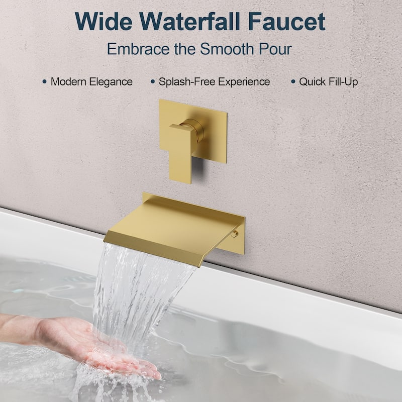 GRANDJOY Wall-Mount Waterfall Bathtub Faucets Single Handle Shower Faucets