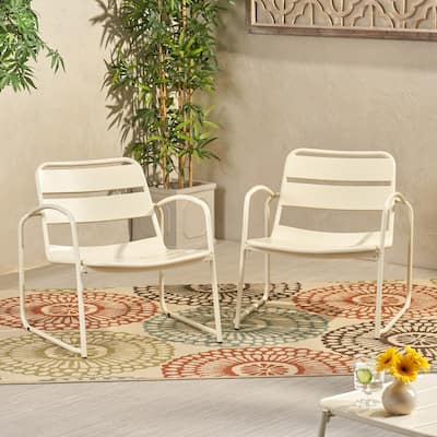Cowan Outdoor Iron Accent Chairs (Set of 2) by Christopher Knight Home