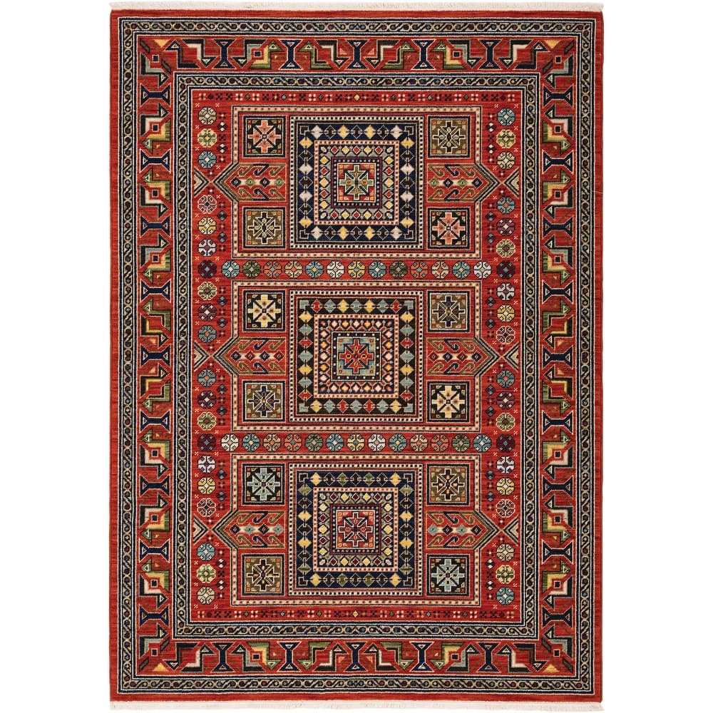 Style Haven Leander Nomadic Medallion Fringed Wool Blend Area Rug