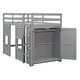 preview thumbnail 15 of 34, Twin Size Loft Bed with Built-in Storage Wardrobe & 2 Windows, Wooden Bed Frame w/Ladder & Safety Guardrail for Boys & Girls