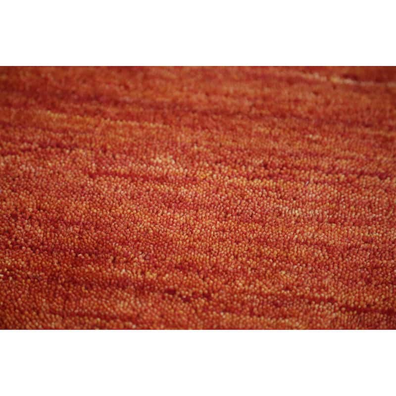 Orange Tribal Gabbeh Indian Rug Handmade Wool Carpet - 4'0" x 5'10"