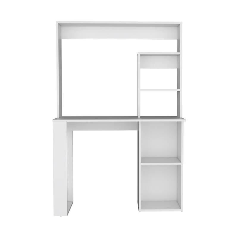 Freestanding Computer Desk with Integrated Hutch, Storage Shelves, and Spacious Work Surface for Organized Living