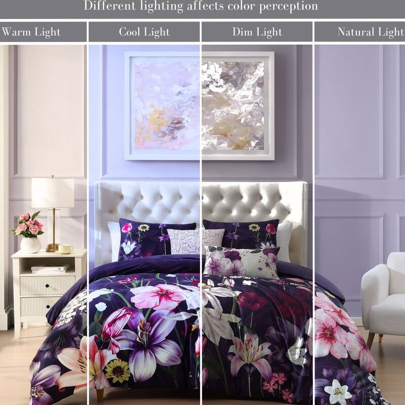 Bebejan Morning Glory 100% Cotton Sateen 5 Piece Reversible Comforter Set