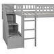 preview thumbnail 6 of 28, Twin Size Solid Wood Loft Bed with Stairway, Convertible Ladder, Slide, 2 Drawers for Storage, and Guardrails