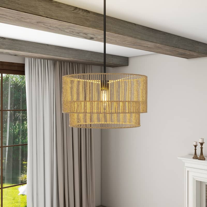 Boho Handwoven Rattan Pendant Light Modern Chandelier