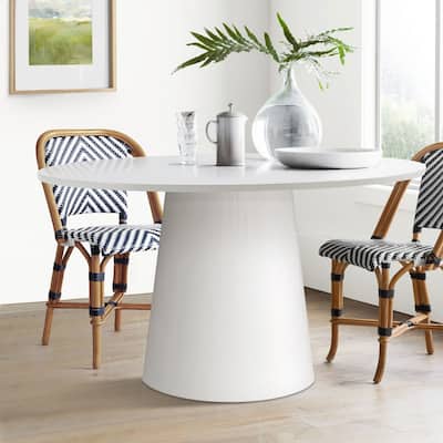 Round Wood Cone Pedestal Dining Table White
