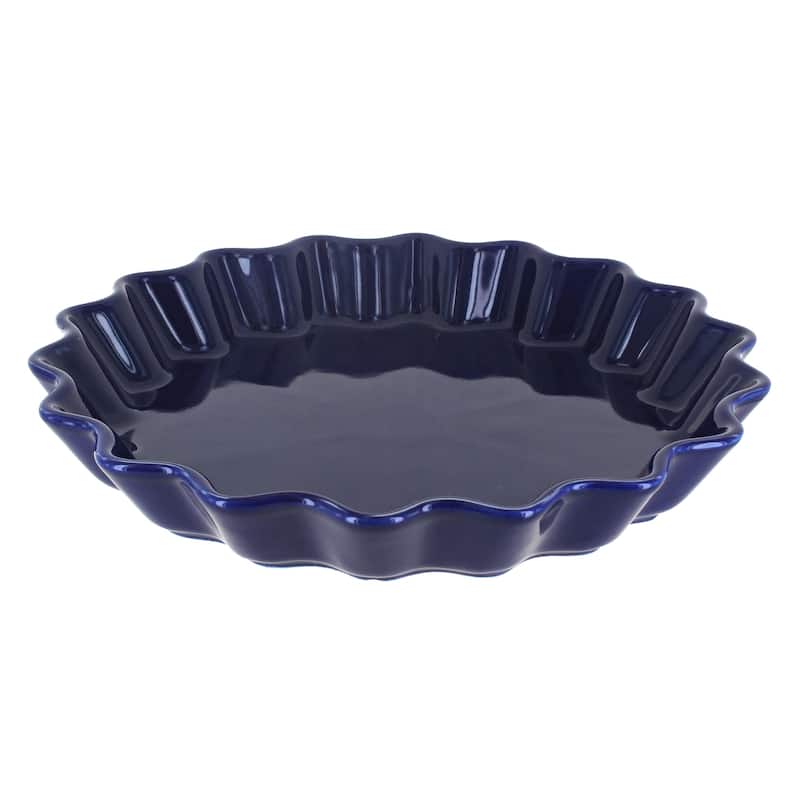 Blue Rose Polish Pottery 1331 Zaklady Scallop Quiche Dish - Cobalt