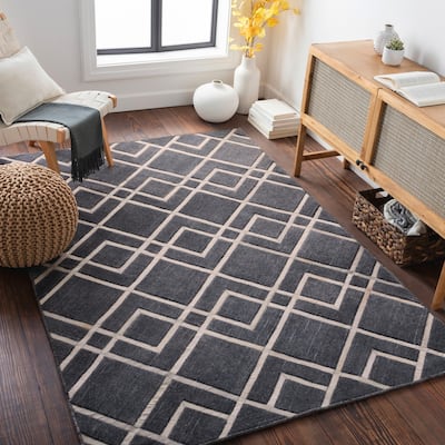 Shua Modern Diamond Viscose & Hair-on-hide Area Rug
