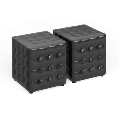 Porch & Den Las Olas Black Cube Ottoman (Set of 2)