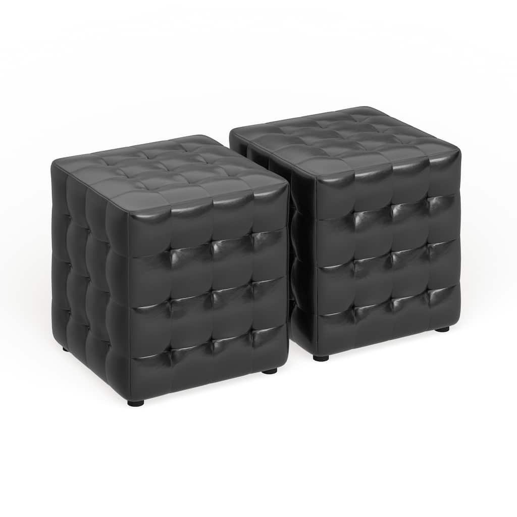 Porch & Den Las Olas Black Cube Ottoman (Set of 2)